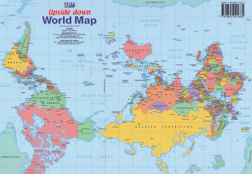 Карта мира австралийская версия