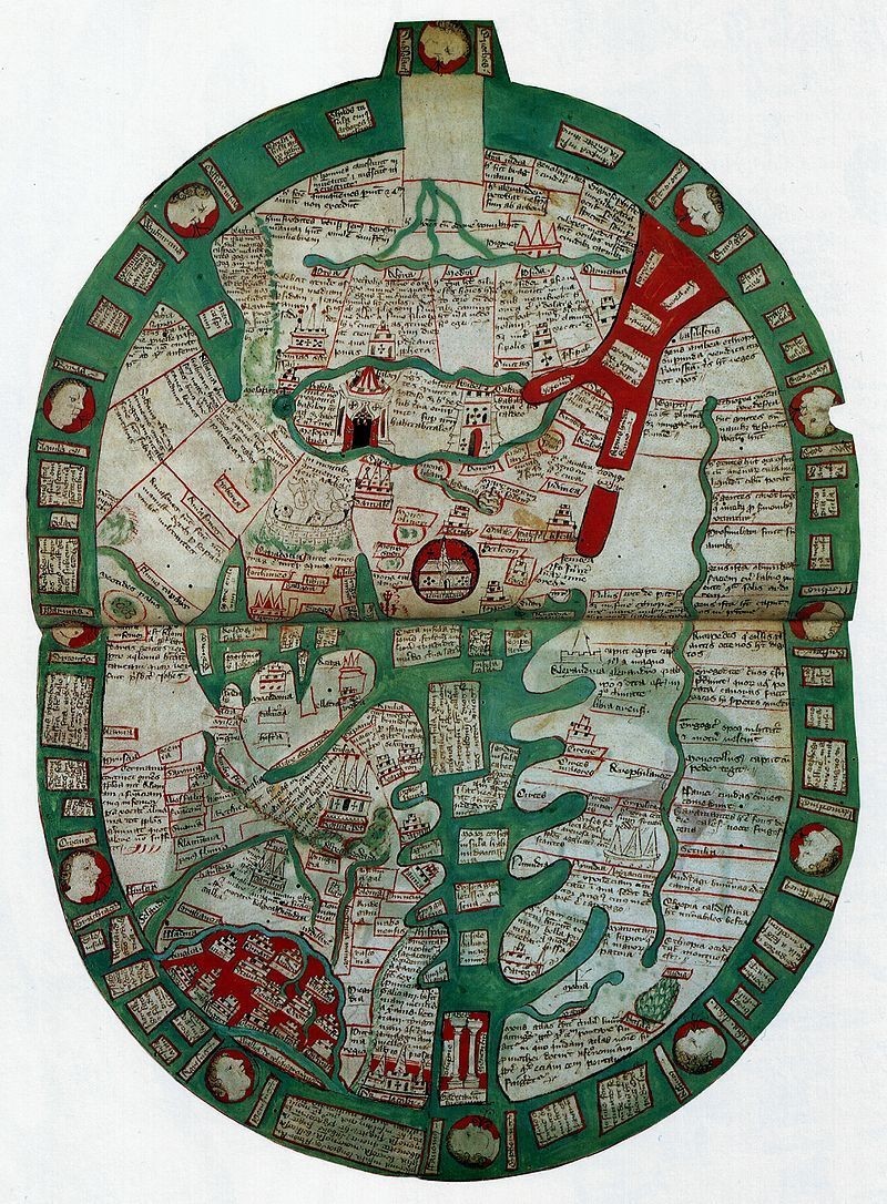 Карта мира XIV века, Британский музей (автор: Ranulf Higden, British Library)