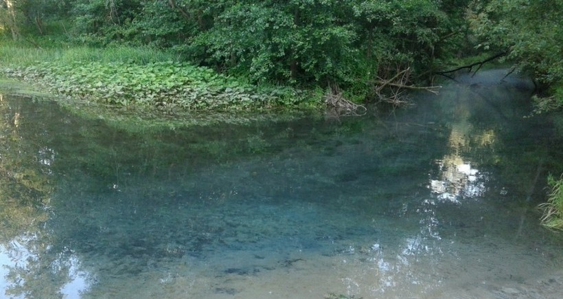 Воды источника Зеленый ключ: можно даже дно увидеть! Йошкар-Ола, май.