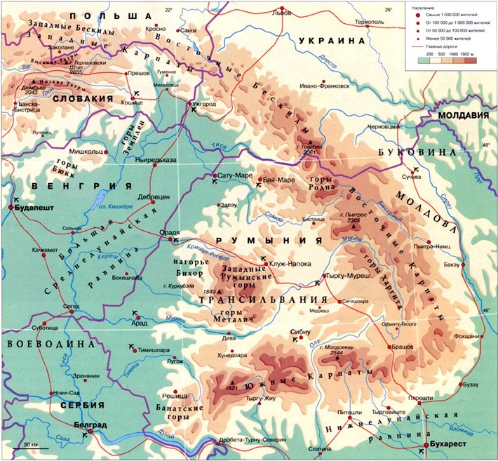 Карта Карпат