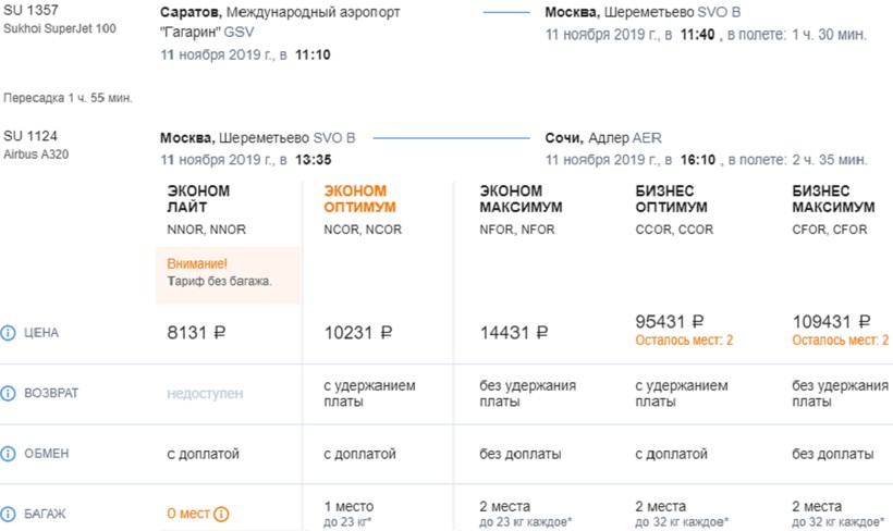 авиабилеты сочи саратов прямой рейс расписание