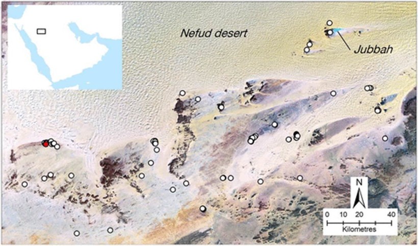 Местонахождение мустатилов, найденных на северо-востоке Саудовской Аравии