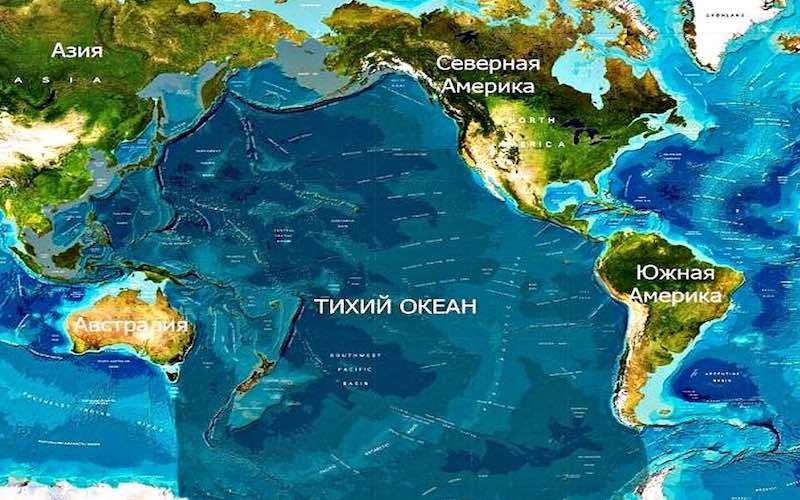 Схематическое изображение Тихого океана на карте