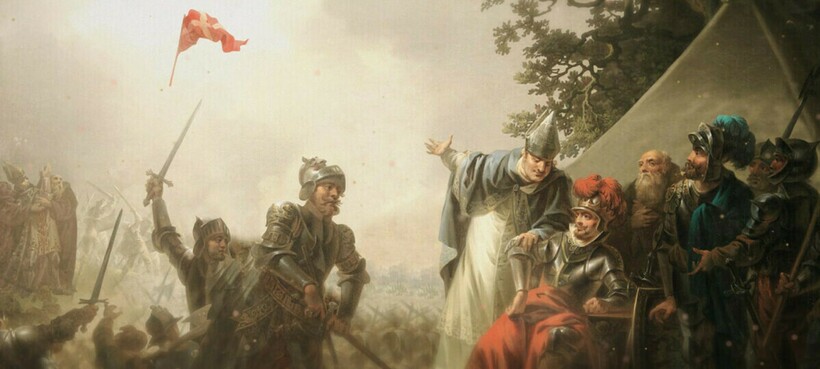 Картина “Легенда датского национального флага. Даннеброг является с небес во время битвы при Линданисе в 1219 году”