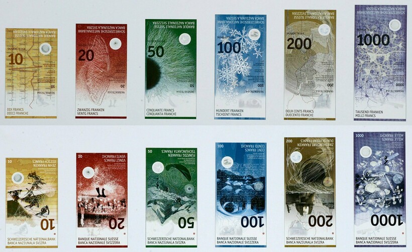 Банкноты швейцарского франка в обращении