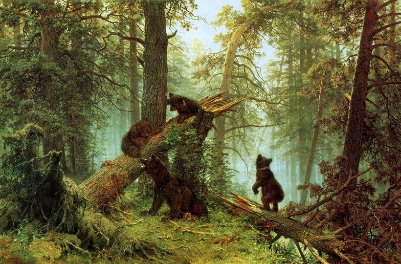 «Утро в сосновом лесу», 1889 г. И. И. Шишкин, К. А. Савицкий 
