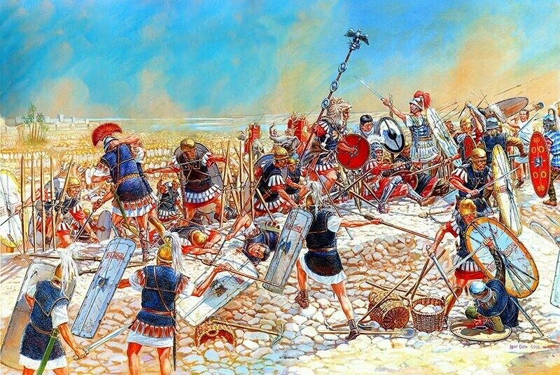 Картина битв римской армии с войсками соседних государств