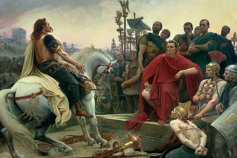 "Верцингеторикс сдаётся Цезарю", 1899 г. Лионель Руайе. 