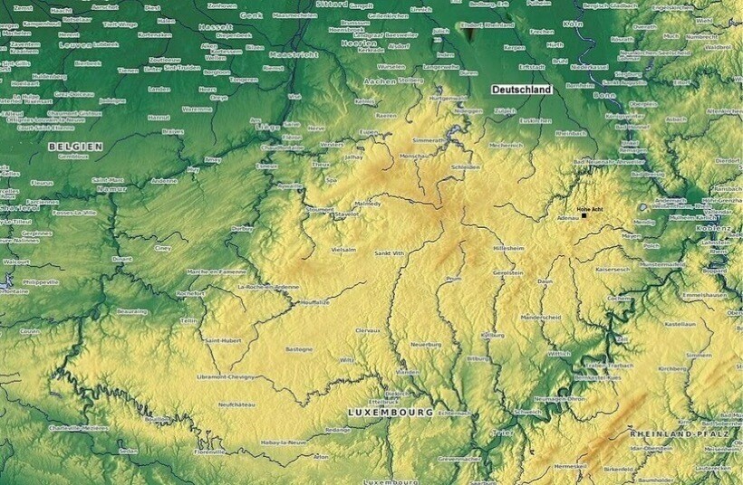 Карта нагорья Айфель 