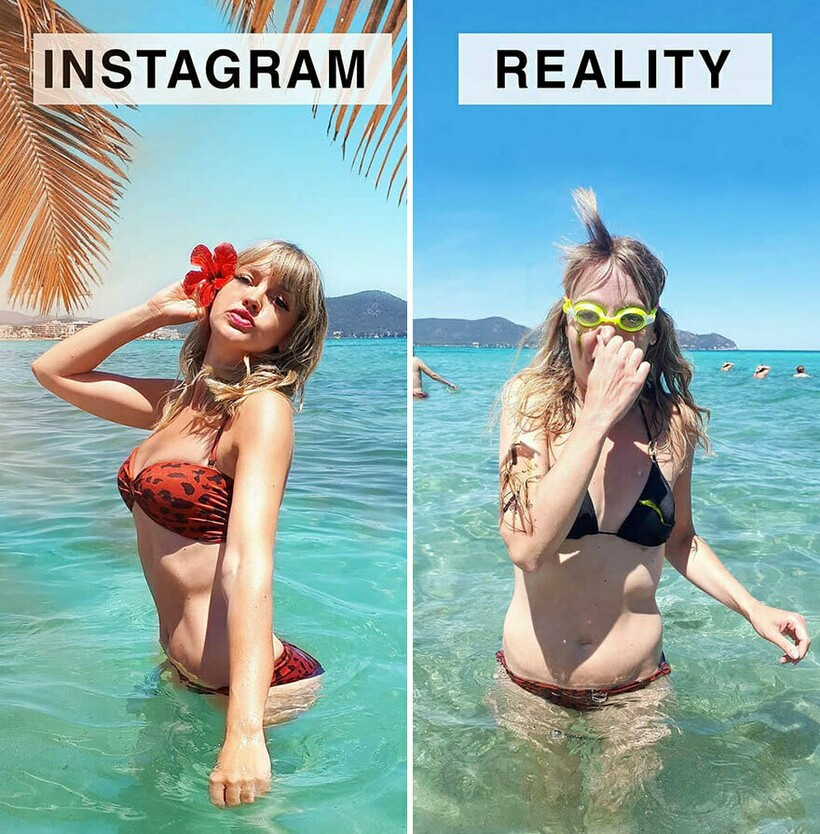 Instagram VS реальность: девушка высмеивает идеальные снимки из соцсетей. 