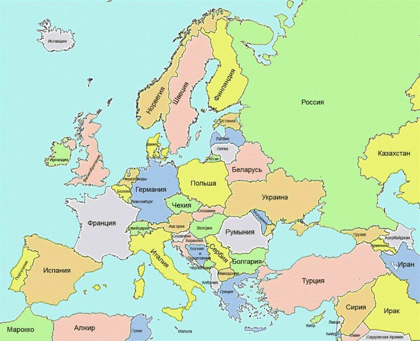 Карта Европы со странами