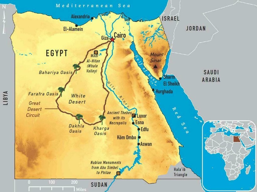 Карта Египта с курортами на русском языке