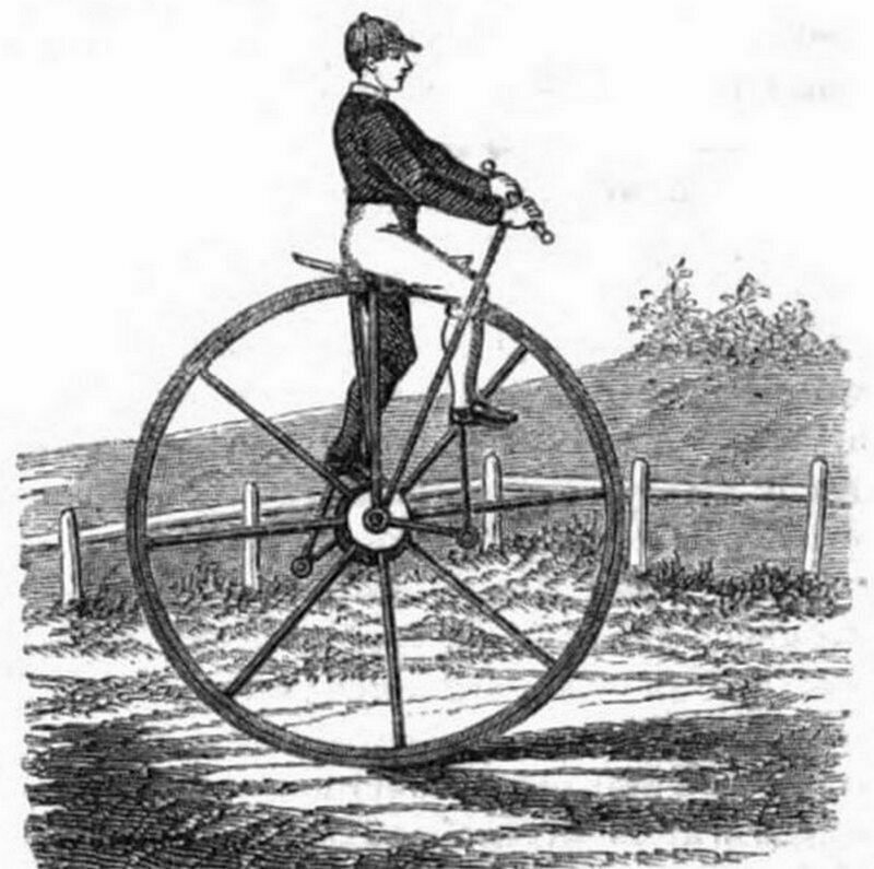 Майерс предлагал управлять своим моноциклом с помощью ходуль. Фото: onlinebicyclemuseum.co.uk