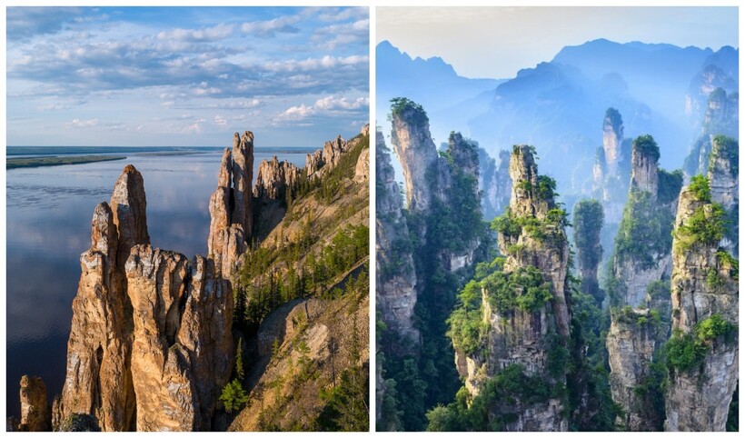 Слева — Ленские горы, справа — Улинъюань