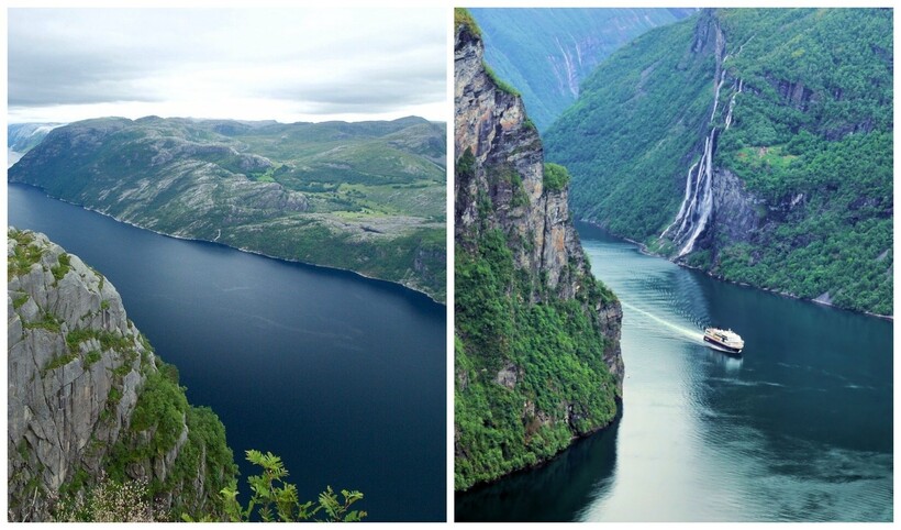 Слева — Кольский залив, справа — норвежские фьорды
