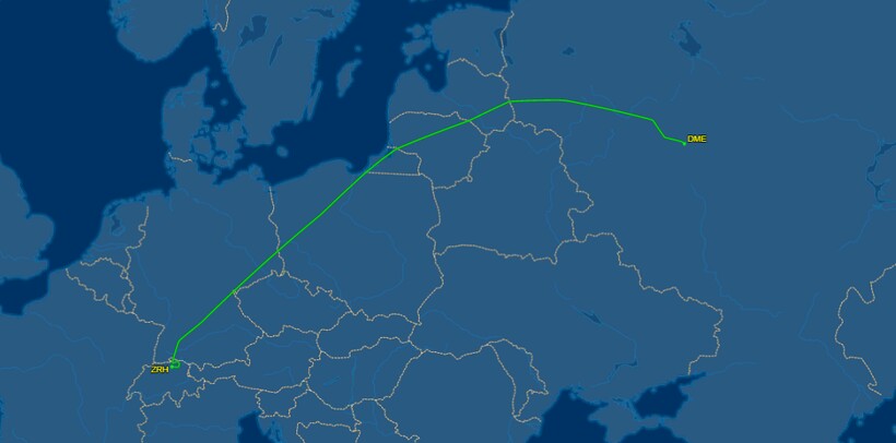 Рейс LX 1327 компании SWISS от 20 февраля. Фото: flightaware.com Рейс LX 1327 компании SWISS от 20 февраля. Фото: flightaware.com