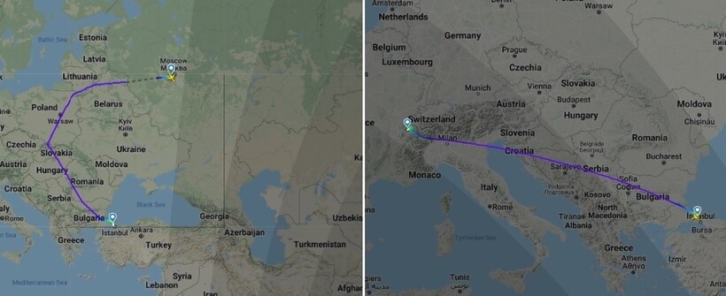 Маршрут из Москвы в Женеву. Фото: flightradar24.com Маршрут из Москвы в Женеву. Фото: flightradar24.com