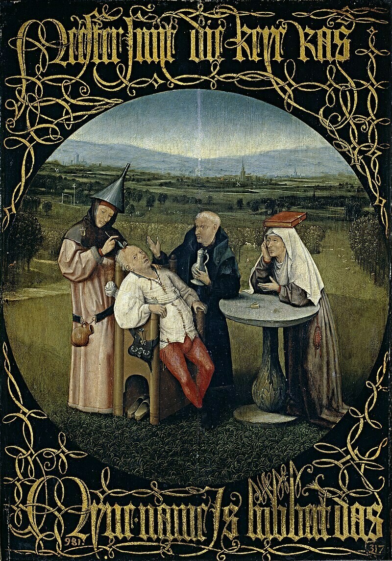 «Извлечение камня глупости» Босха, примерно 1490 гг. Фото: wikipedia.org «Извлечение камня глупости» Босха, примерно 1490 гг. Фото: wikipedia.org