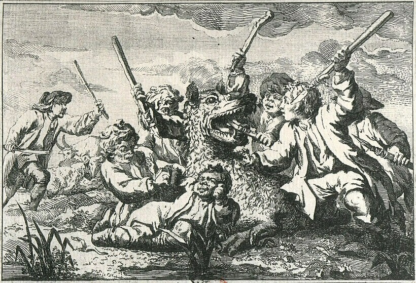 Битва детей с Жеводанским Зверем, 1764. Фото: wikipedia.org Битва детей с Жеводанским Зверем, 1764. Фото: wikipedia.org