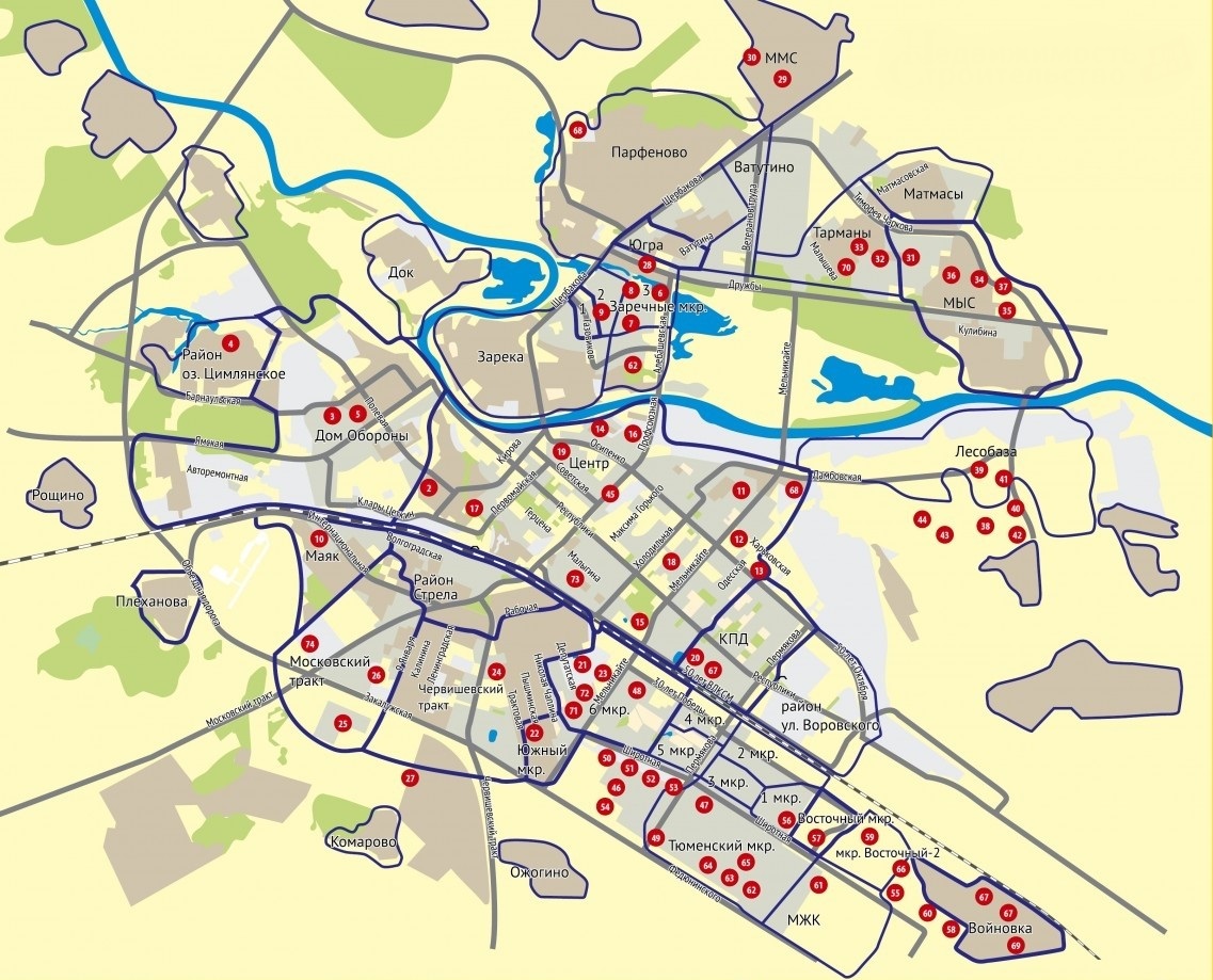 Карта центра тюмени