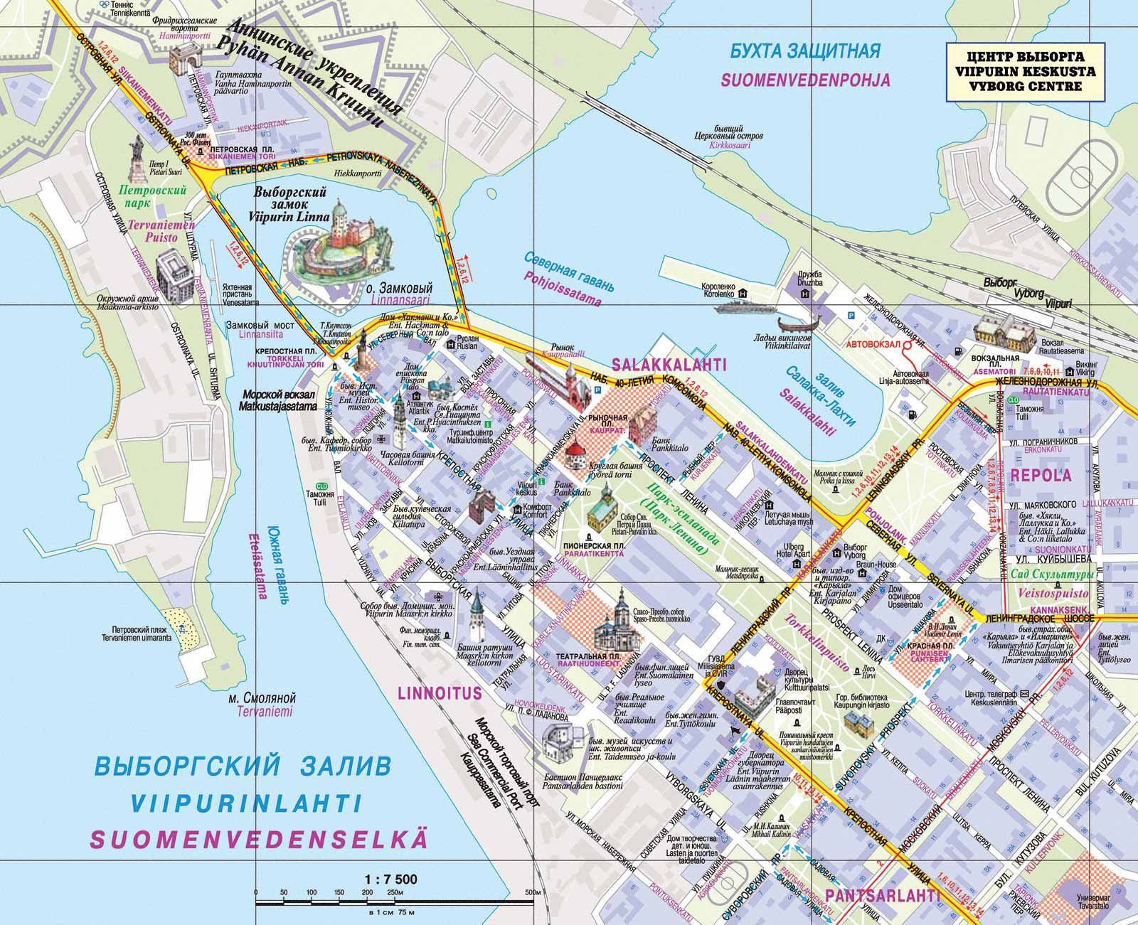 Выборг карта города с достопримечательностями