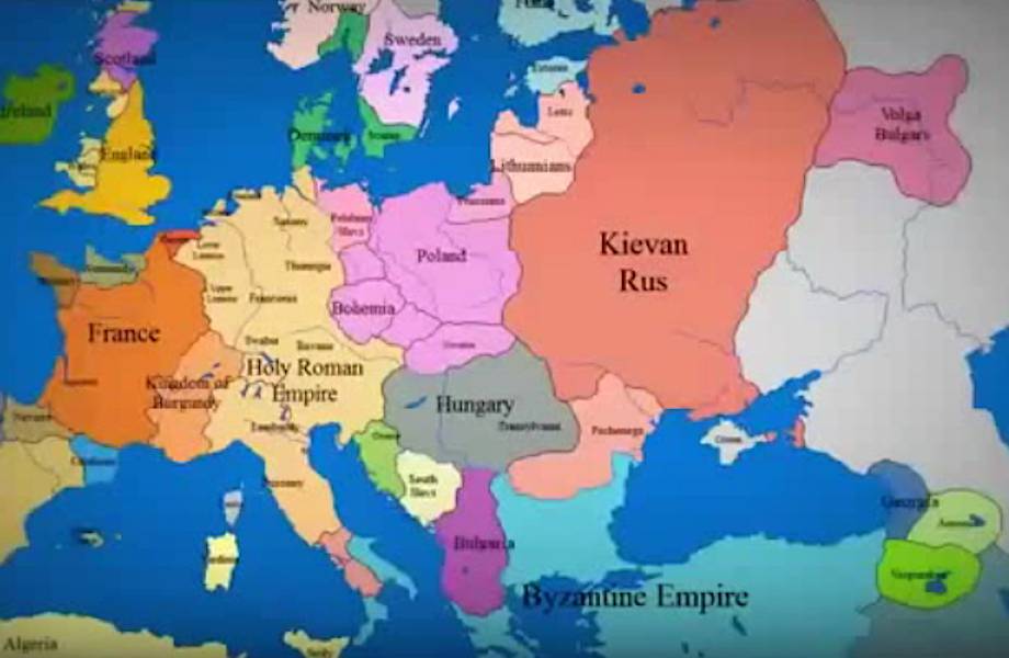 1 000 лет за 3 минуты! Как менялись границы государств на карте Европе!