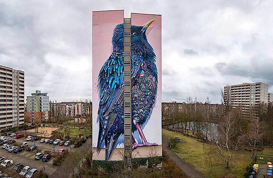 Кажется, это просто гигантская птица на одном из домов Берлина, но...