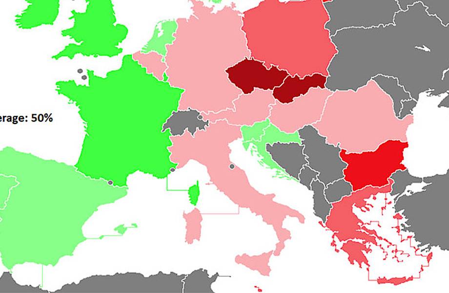 Карты, демонстрирующие, в каких странах Европы самый высокий уровень расизма