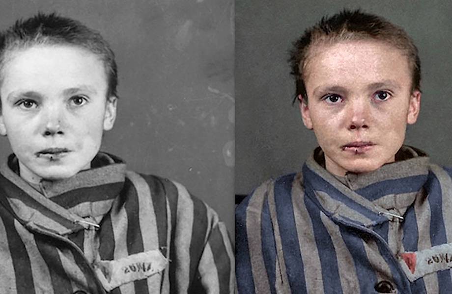 Художница сделала цветными фото 14-летней узницы Освенцима и другие редкие снимки