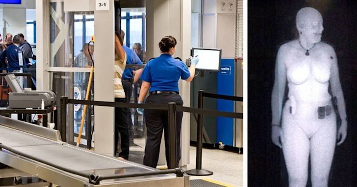 Люди на сканере в аэропорту