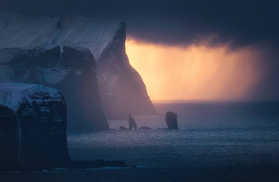 Фотограф запечатлел редчайшее зрелище — Фарерские острова, покрытые снегом 