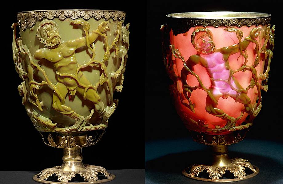 Кубок Ликурга, меняющий цвет: древние римляне владели уникальными нанотехнологиями