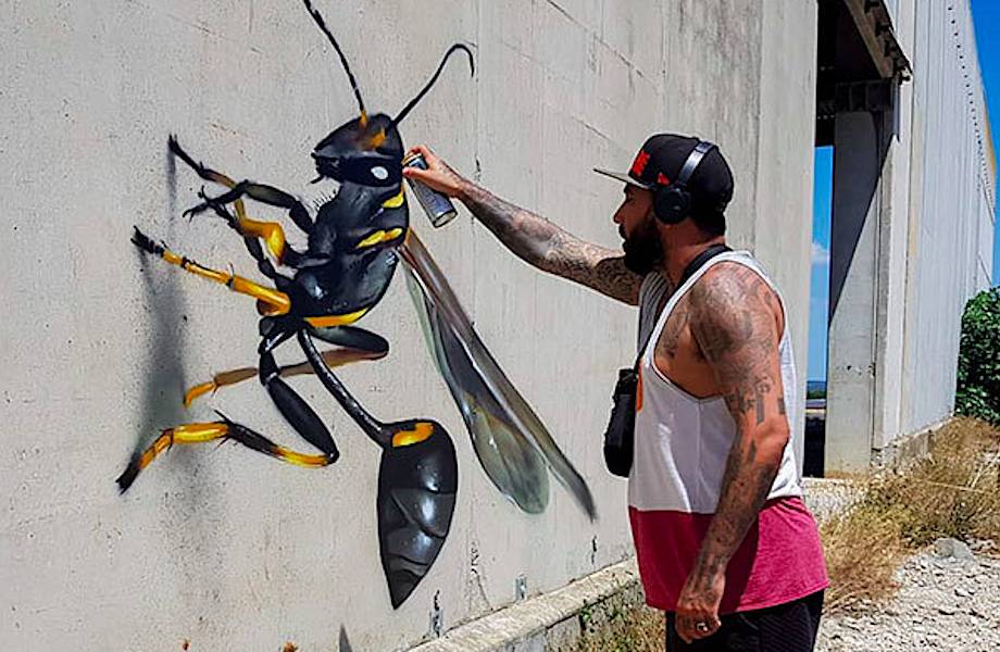 Португальский художник создает сногсшибательные 3D-рисунки на стенах города