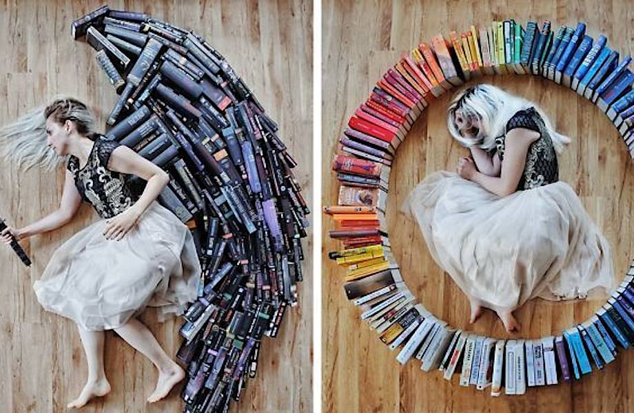 Девушка превратила свою огромную библиотеку в фантастический арт-проект 