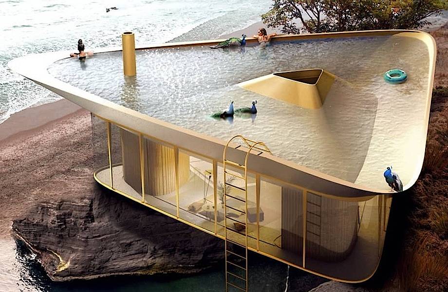 Архитекторы создали проект современного летнего дома мечты с крышей-бассейном