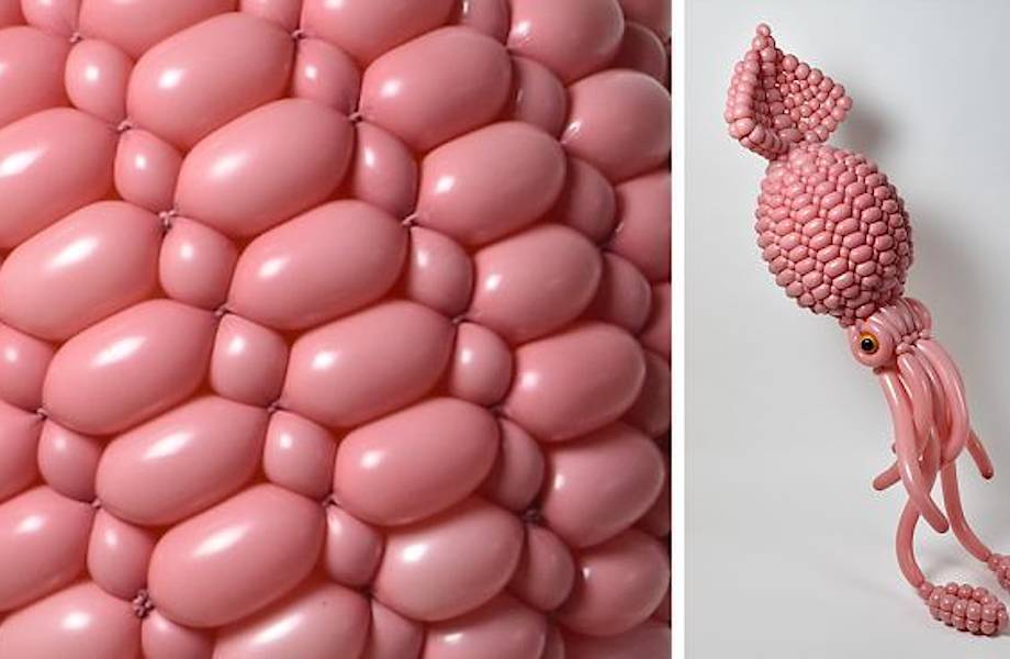 Японский художник делает поразительные скульптуры животных из надувных шариков 