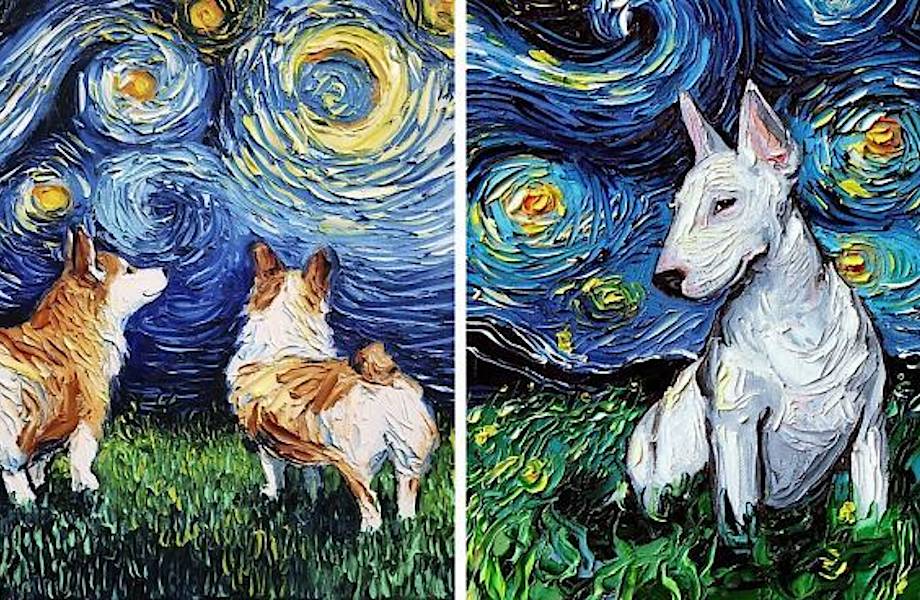 Американка рисует чудесные картины про собак в стиле Ван Гога