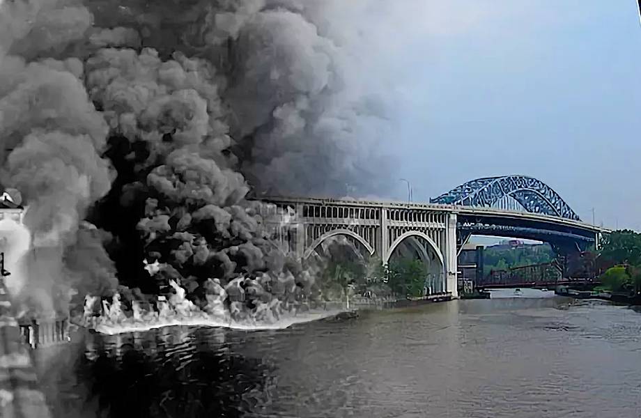 Как всего 50 лет назад в США горели реки, загрязненные нефтепродуктами