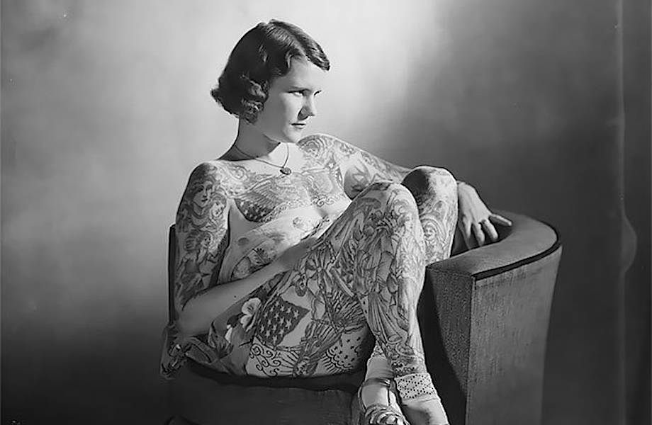 Изумительные винтажные фото Бетти Бродбент — «Татуированной Венеры» конца 1930-х