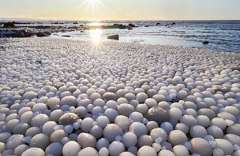 Причудливые «ледяные яйца» на финском берегу поразили пользователей сети