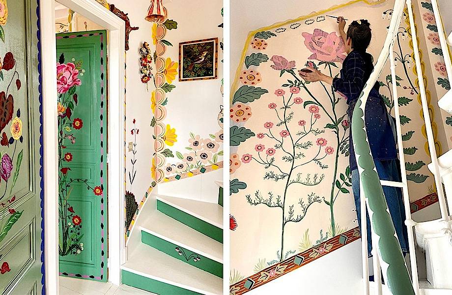 Французская художница расписала все стены своего жилья во время карантина 