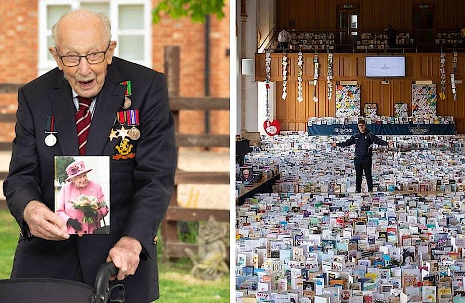 Ветерану, собравшему £30 млн врачам, на 100-летний юбилей прислали 125 тысяч открыток