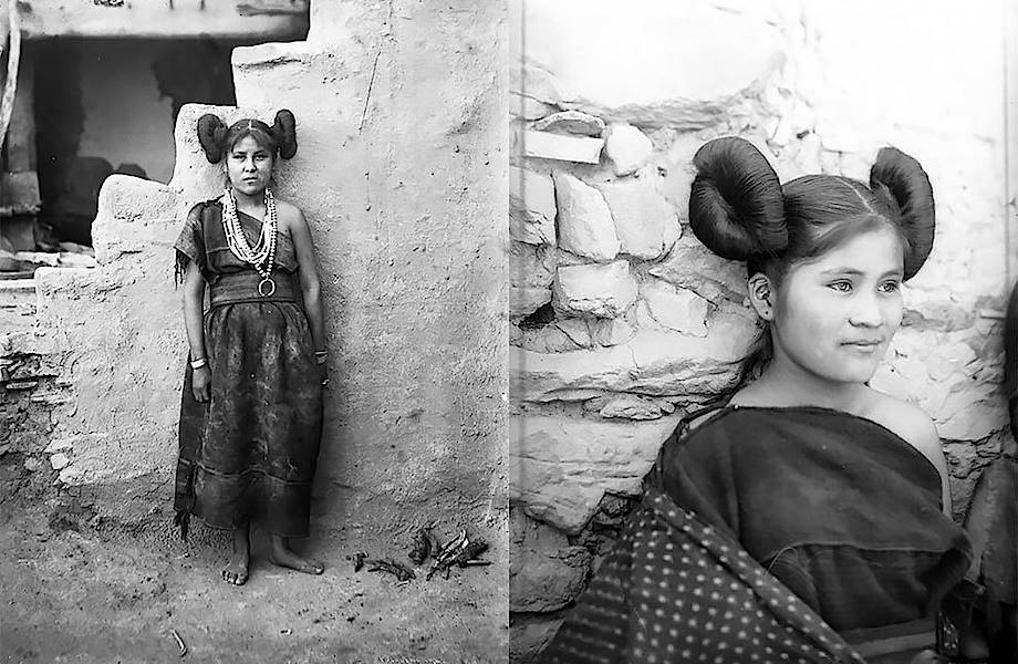 Удивительные винтажные фото девушек хопи с их традиционными «незамужними» прическами