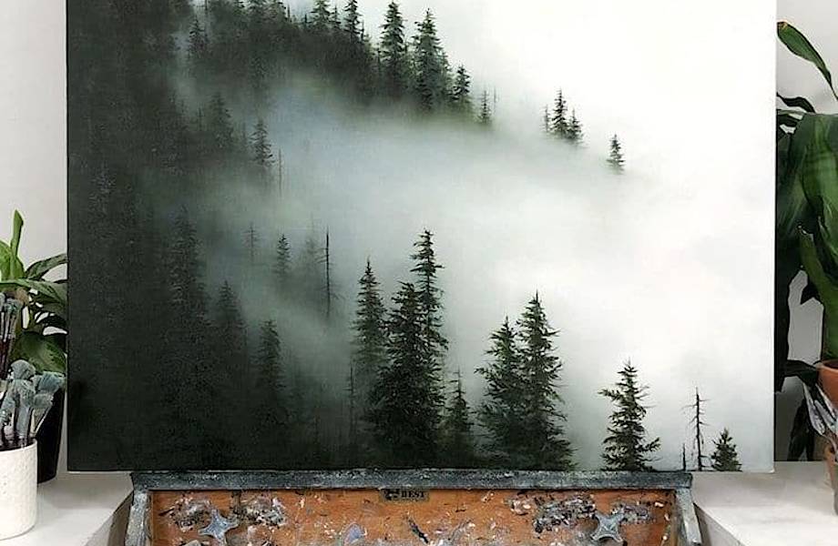 Мечтательные и мистические пейзажи горной Британской Колумбии, нарисованные от руки