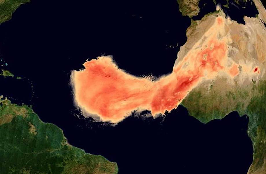 Самая грандиозная песчаная буря в истории наблюдения: песок из Сахары долетел до Кубы 