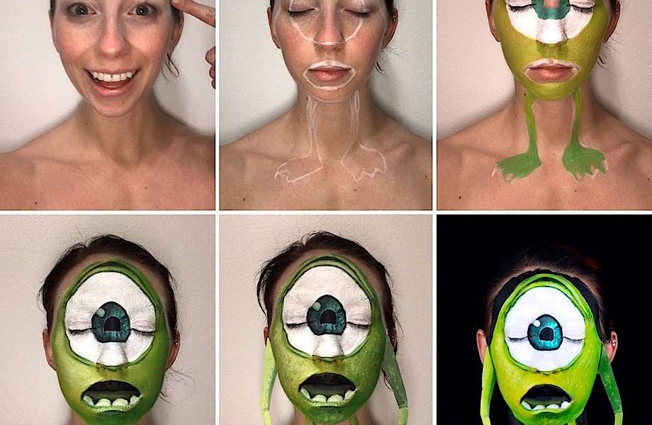 Только макияж и никакой анимации: визажист превращается в героев мультфильмов