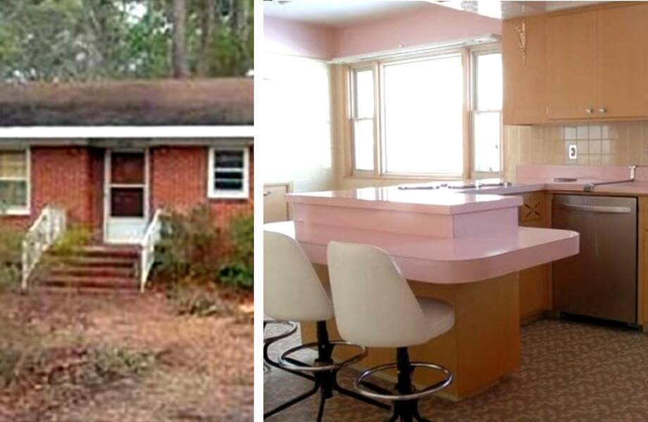 Мужчина купил дом, который был заброшен 50 лет: внутри — как новенькая розовая кухня