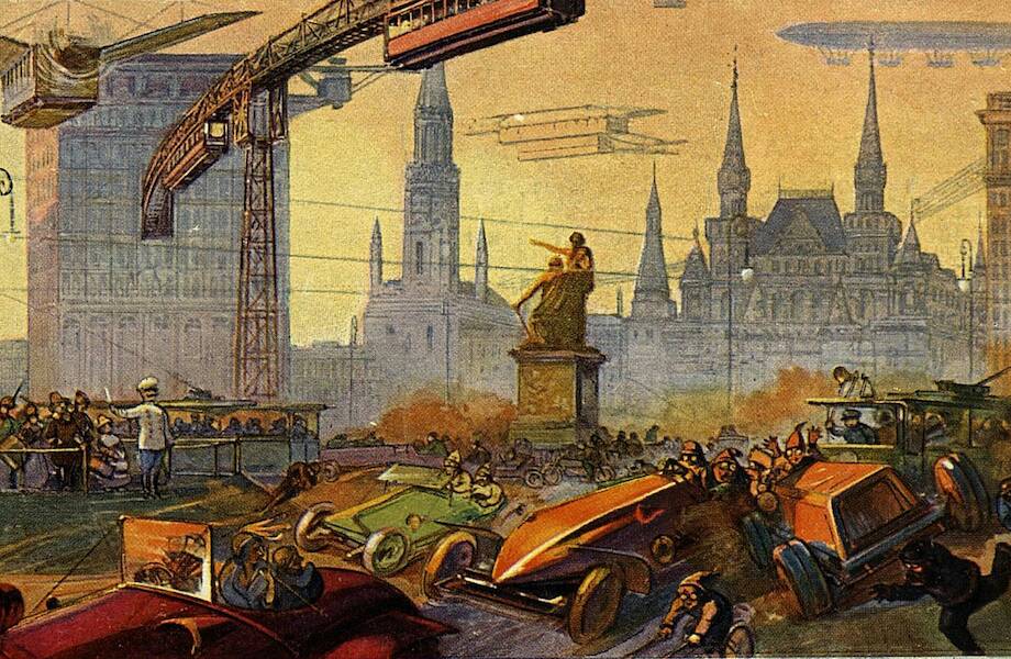 Москва через 300 лет: 7 открыток 1914 года, которые демонстрируют будущее России