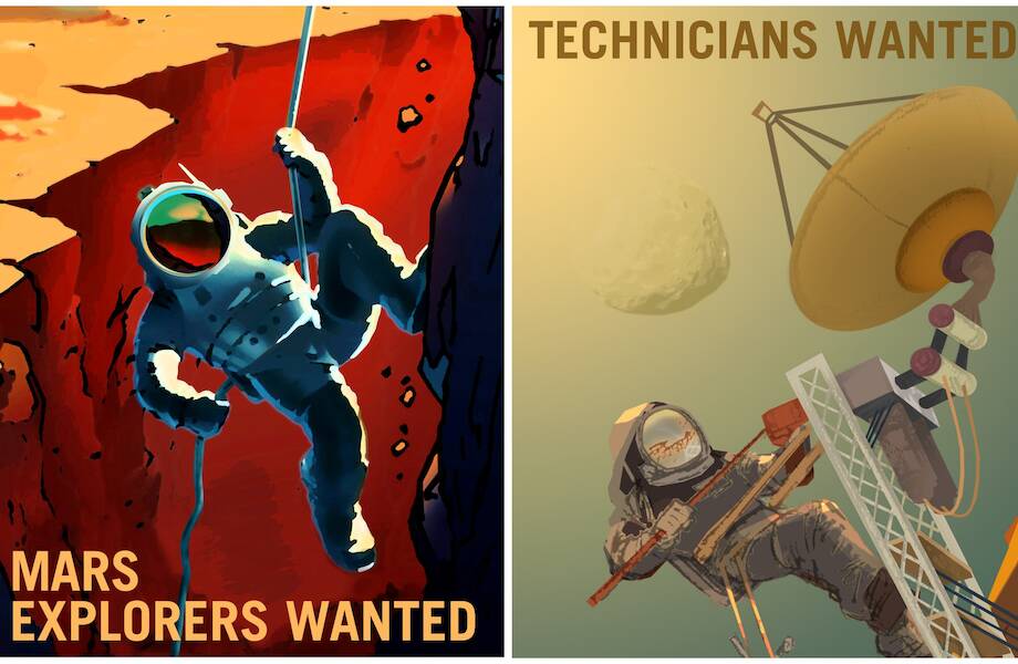 «Марс жаждет открытий»: 8 креативных постеров, как NASA привлекает будущих марсиан