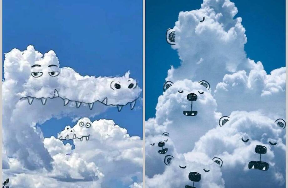 12 облаков, которые художник превратил в мультяшек
